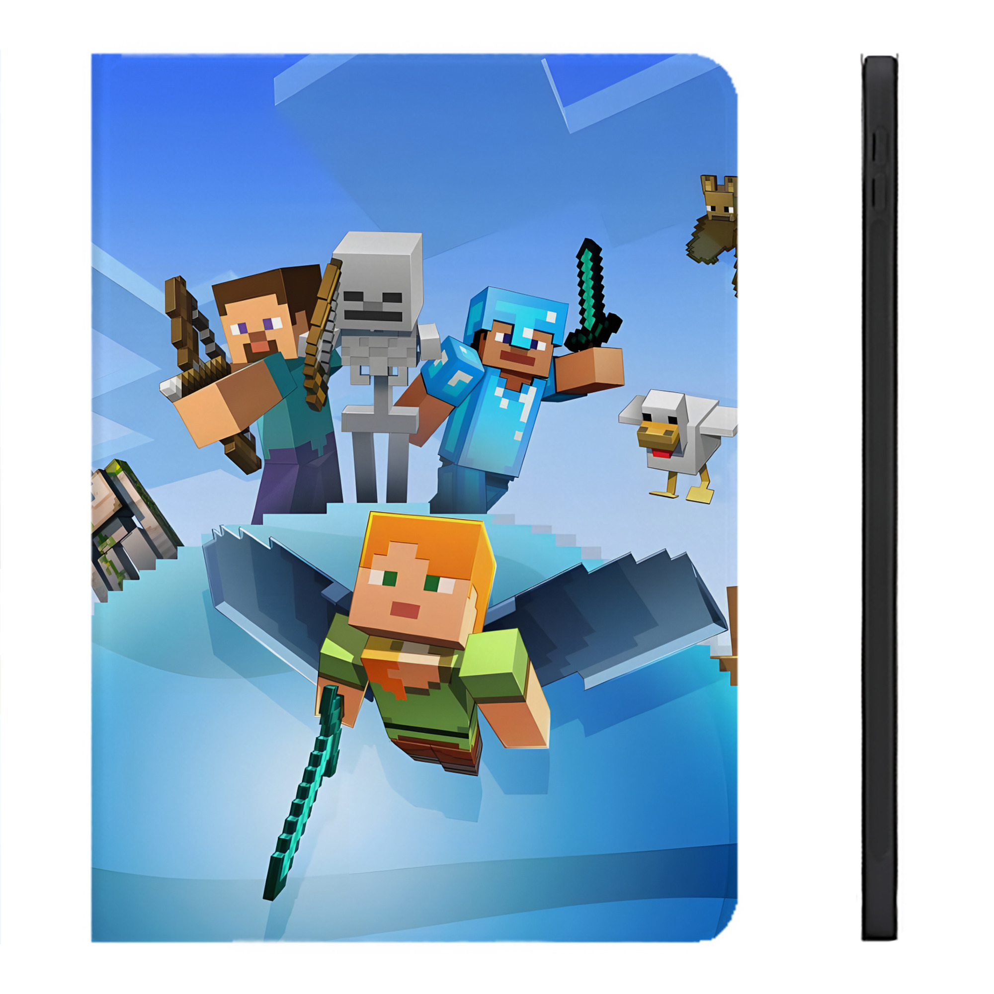 （画像用） マインクラフト ブロックの世界 Minecraft MC Block world IPadケース ペンホルダー付き ブックスタイルデザイン